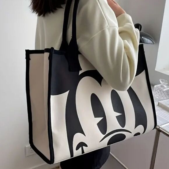 Mickey Mouse Black and White Canvas Tote Bag Modern and Versatile Design - Picture 12 of 14